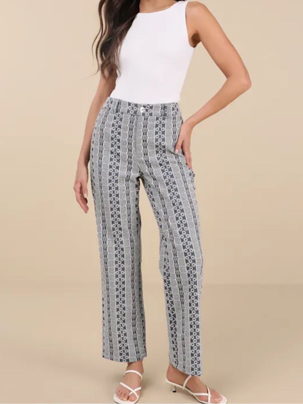 Lulus Scenes Embroidered High Rise Pants - Picture 3 of 7